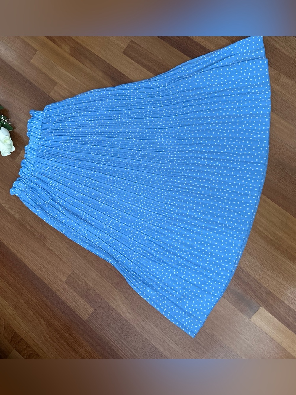 Blue Polka Dot Pleated Women's Skirt